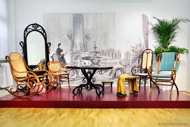 Installation einer Werbeanzeige,  Thonet 1865